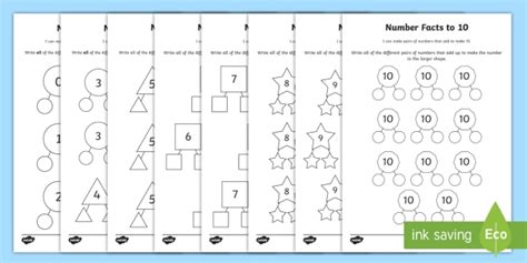 Number Facts To 10 Part Whole Worksheets Twinkl Number Facts To 10 - Number Facts To 10