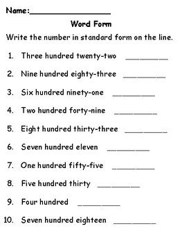 Number Forms Worksheetworks Com Word Form Math Worksheets - Word Form Math Worksheets