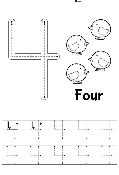 Number Four Worksheet Free Printable Digital Amp Pdf Number 4 Worksheets For Preschool - Number 4 Worksheets For Preschool