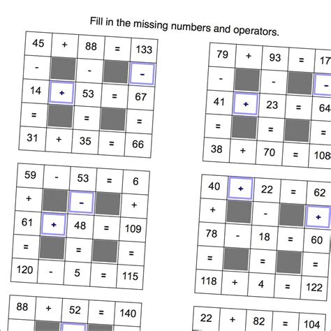 Number Grid Puzzles Addition And Subtraction With Missing Number Grid Puzzles Worksheet - Number Grid Puzzles Worksheet