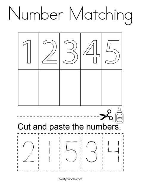 Number Matching Worksheets Twisty Noodle Matching Numbers To Words - Matching Numbers To Words