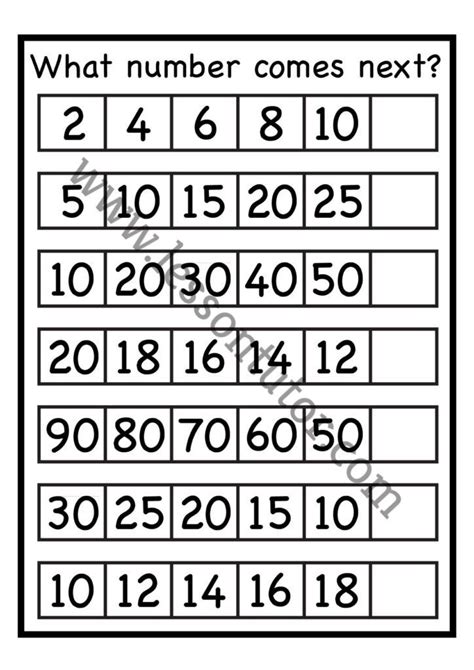 Number Pattern Worksheets Lesson Tutor Number Sequence Worksheets Grade 7 - Number Sequence Worksheets Grade 7