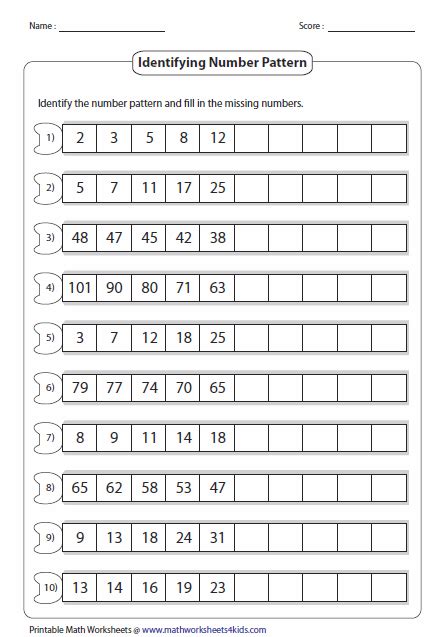 Number Pattern Worksheets Super Teacher Worksheets Arithmetic Patterns Worksheet - Arithmetic Patterns Worksheet