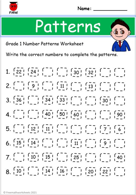 number patterns for grade 1