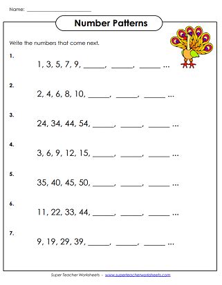 Number Patterns Worksheet For 3rd 5th Grade Lesson 3rd Grade Pattern Worksheet - 3rd Grade Pattern Worksheet