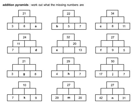 Number Pyramid 11 20 Worksheets 99worksheets Number Pyramids Worksheet - Number Pyramids Worksheet
