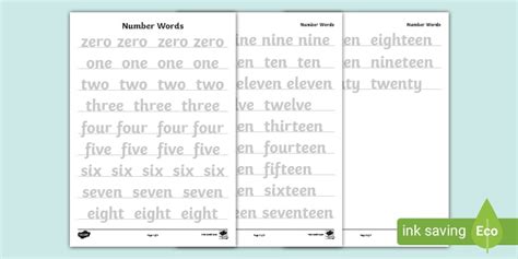Number Spellings 0 20 Letter Tracing Teacher Made Kindergarten 0 20 Worksheet - Kindergarten 0-20 Worksheet
