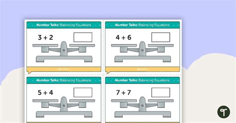 Number Talks Balancing Equations Task Cards Teach Starter Number Balance Worksheet - Number Balance Worksheet