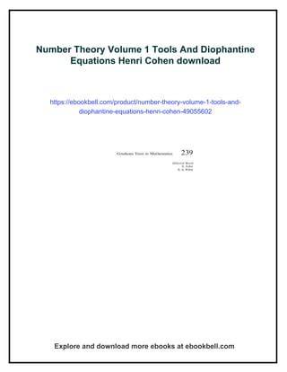 number theory volume i tools and diophantine equat