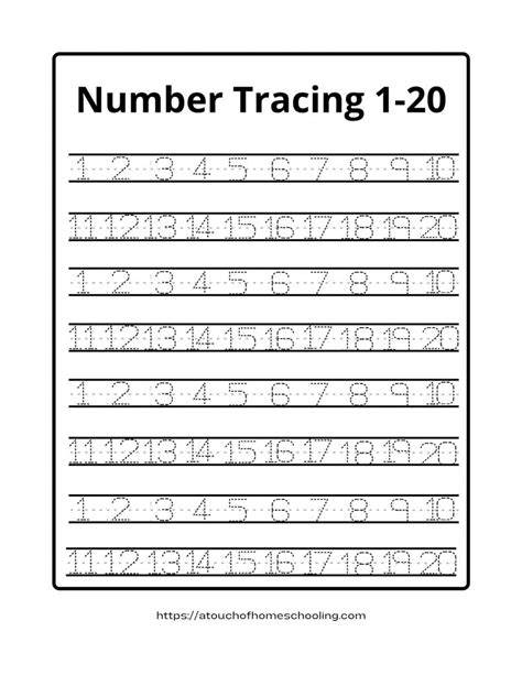 Number Tracing 1 20 Pdf Free Printable Worksheets Tracing Numbers 1 20 Worksheet - Tracing Numbers 1 20 Worksheet