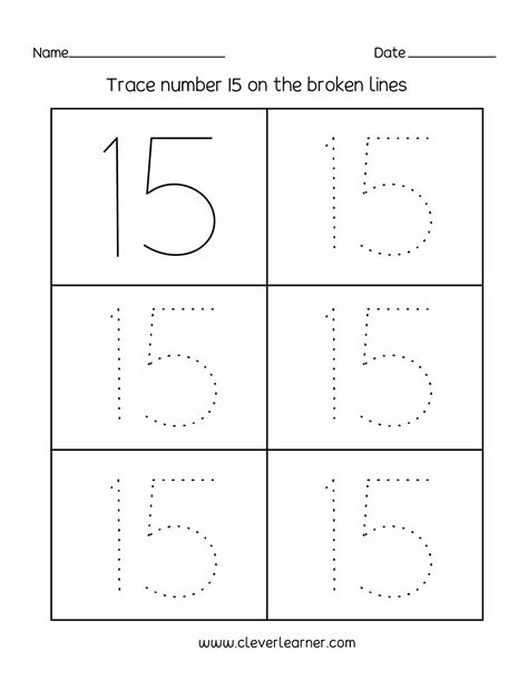 Number Tracing 15   Number 15 Tracing Worksheets For Preschool Pdf Printables - Number Tracing 15
