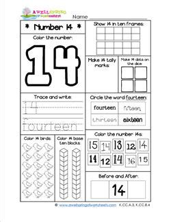 Number Worksheets For Kindergarten Number 14 Worksheet Number 14 Worksheet - Number 14 Worksheet