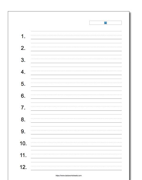 Read Numbered Blank Lined Paper Word Template 