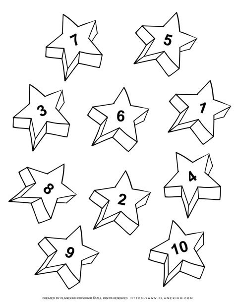 Numbers 1 10 Ten Stars Free Printable Planerium Number The Stars Coloring Pages - Number The Stars Coloring Pages