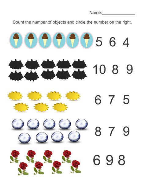 Numbers 1 10 Worksheets For Kindergarten With Pictures Numbers Kindergarten Worksheet Printable - Numbers Kindergarten Worksheet Printable
