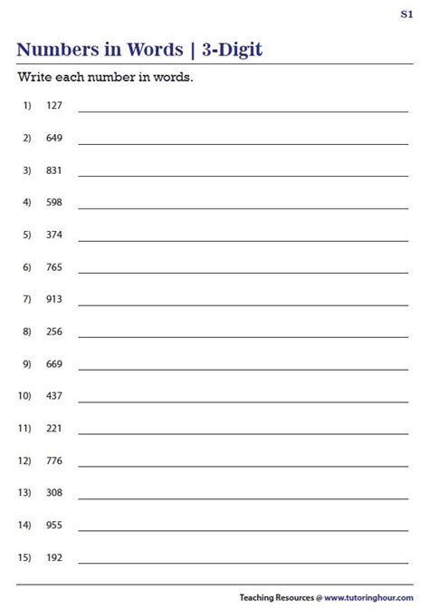 Numbers In Words Worksheets Tutoring Hour Number Word Worksheet - Number Word Worksheet