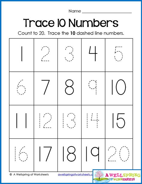 Numbers Tracing 1 20 Worksheets For Kids Free Traceable Number Worksheet - Traceable Number Worksheet