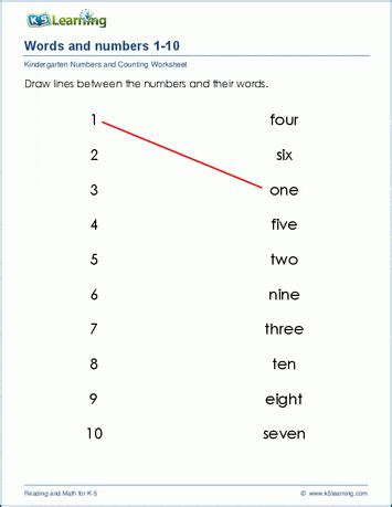 Numbers Words Worksheets K5 Learning Number Word Worksheet - Number Word Worksheet