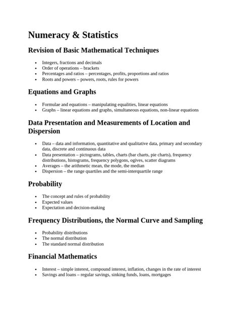 Numeracy And Statistics