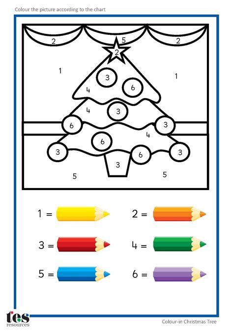 Numeracy Colour By Number Christmas Tree Worksheet Christmas Colour By Number - Christmas Colour By Number