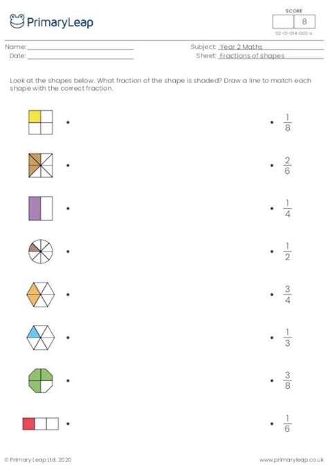 Numeracy Fractions Of Shapes Worksheet Primaryleap Co Uk Fraction Shapes 14 - Fraction Shapes 14