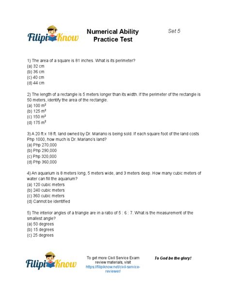 Numerical Ability Test Questions And Answers