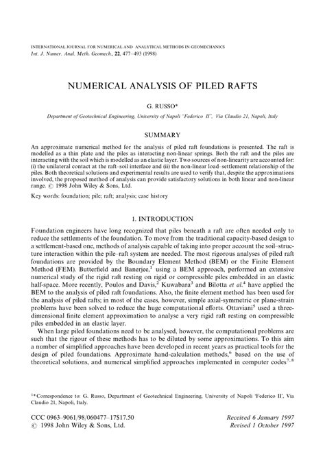 Numerical Analysis Of Piled Raft Foundation Using Ijotr