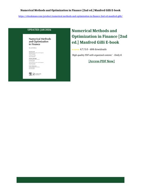 Numerical Methods In Finance Publications Of The Newton Institute