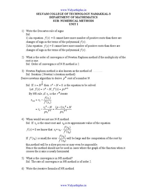 Numerical Methods Question And Answer