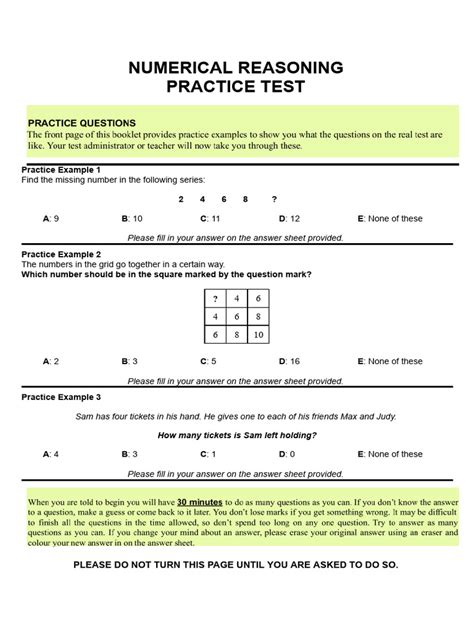 numerical reasoning free test 1 assessmentday