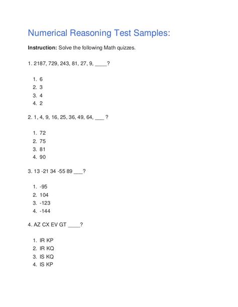Numerical Reasoning Practice Test 10 Freeexampapers