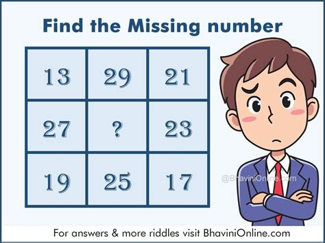 Numerical Riddle Find The Missing Number In The Number Square Missing Numbers - Number Square Missing Numbers
