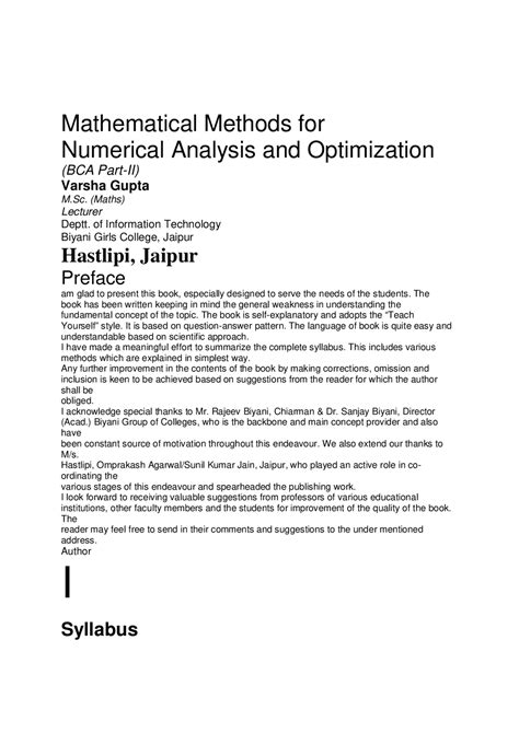Full Download Numerical Analysis And Optimization Bca 