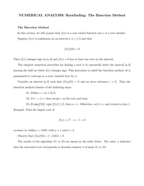 Read Numerical Analysis Bsc Bisection Method Notes 