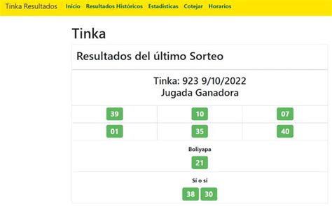 numeros de la tinka ayer!