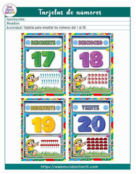 Numeros Del 1 Al 20 Para Imprimir Y Recortar