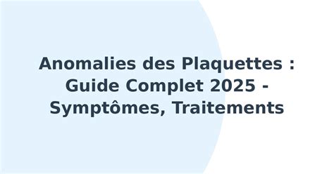 Numération Des Plaquettes