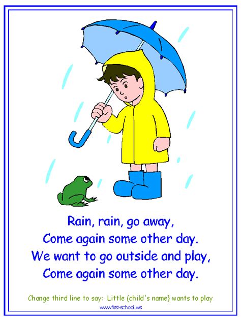 Nursery Rhyme Songs Rain Rain Go Away The Lines On Rainy Season For Nursery - Lines On Rainy Season For Nursery