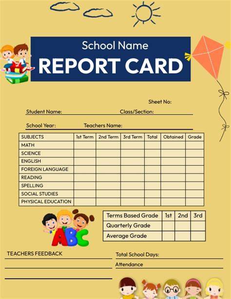 nursery school report card template