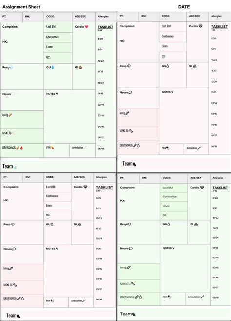 Nursing Assignment Sheet Template