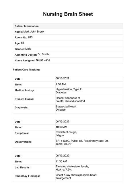 Nursing Brain Sheet