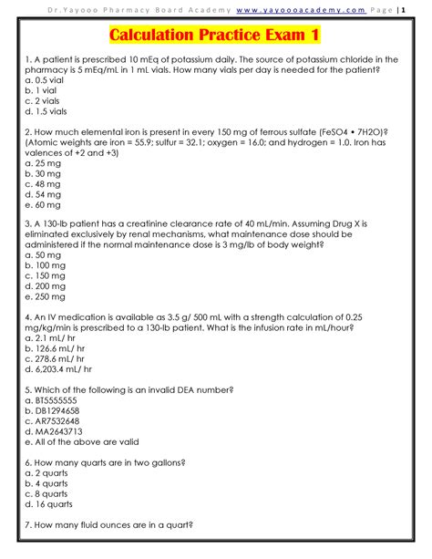 Nursing Dosage Calculation Practice Worksheets With Answers Pdf