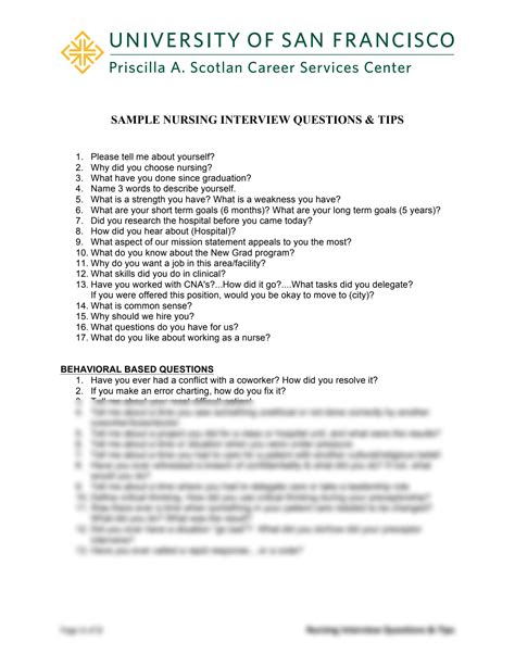 Nursing Interview Ques University Of San Francisco