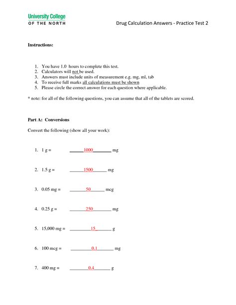 nursing medical math practice test
