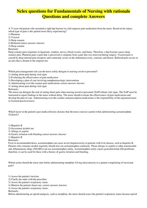 nursing questions with answer rationale for diabetes