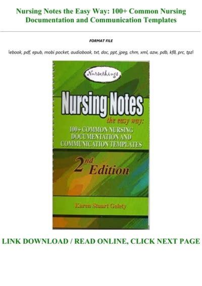 Download Nursing Notes The Easy Way 100 Common Nursing Documentation And Communication Templates Spiral Bound 2010 By Karen Stuart Gelety 