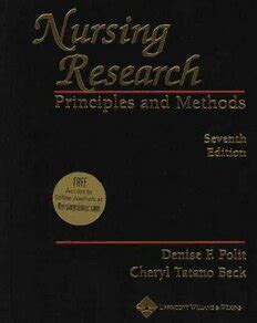 Read Online Nursing Research Principles And Methods 7Th Edition 