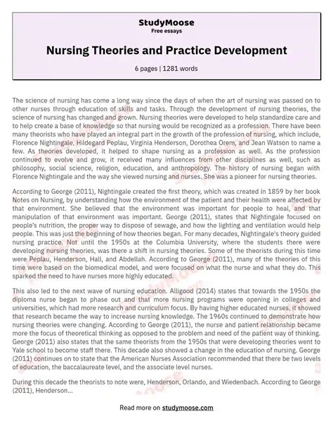 Read Nursing Theory Application Paper 