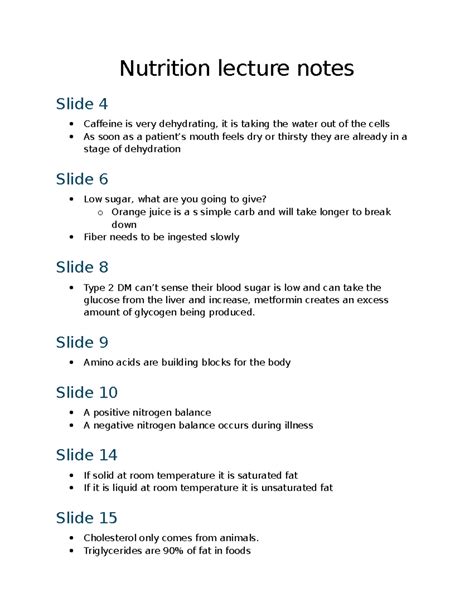 Nutrition Lecture Notes Weber School District