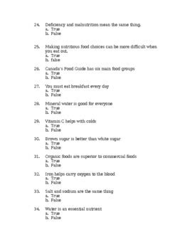 Read Online Nutrition Unit Test Answers 